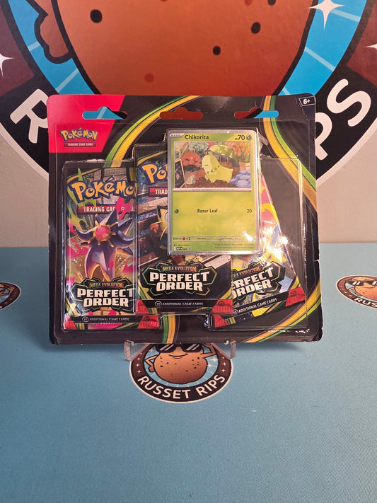 Pokémon Perfect Order 3-pack blister with Chikorita promo, sealed