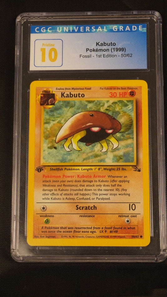 Kabuto 1999 Pokemon Fossil 1st Edition 50/62 - CGC Pristine 10 Blue Label