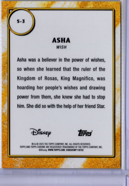 Asha - S-3 - 2025 Topps Disney Wonder Shiny Chrome - NM