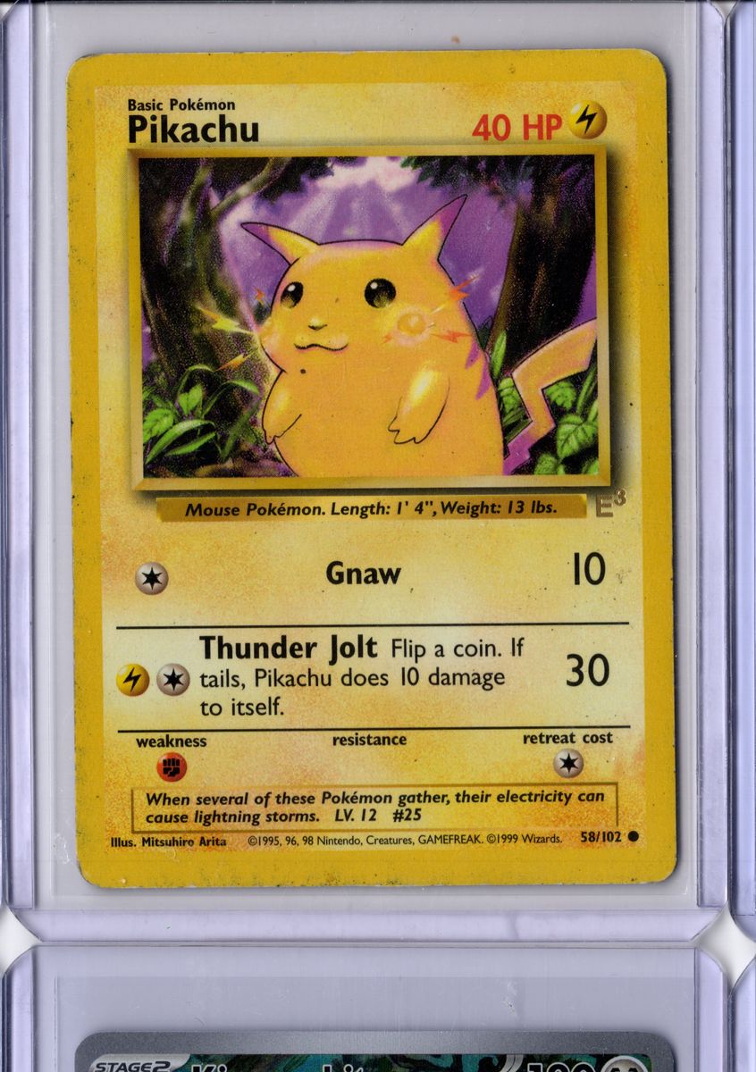 Pikachu E3 Stamp Yellow Cheeks 1999 Pokemon Base Set #58 English MP