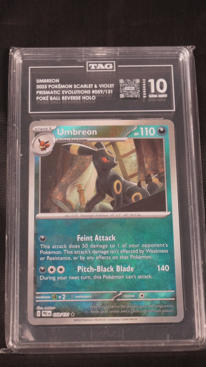 Umbreon 2025 Pokemon Scarlet & Violet Prismatic Evolutions Pokeball 59 - TAG 10