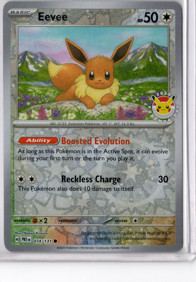 Eevee Pokemon Day Stamp 74 2025 Pokemon Scarlet & Violet Prismatic Evolutions -