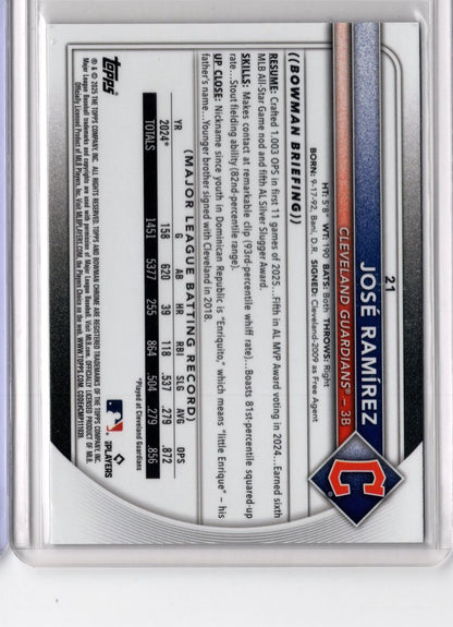 José Ramírez - Mojo Purple Refractor /250 - 2025 Bowman Chrome - NM