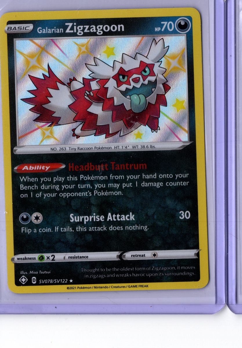 Galarian Zigzagoon SV078 2021 Pokemon Shining Fates - English NM