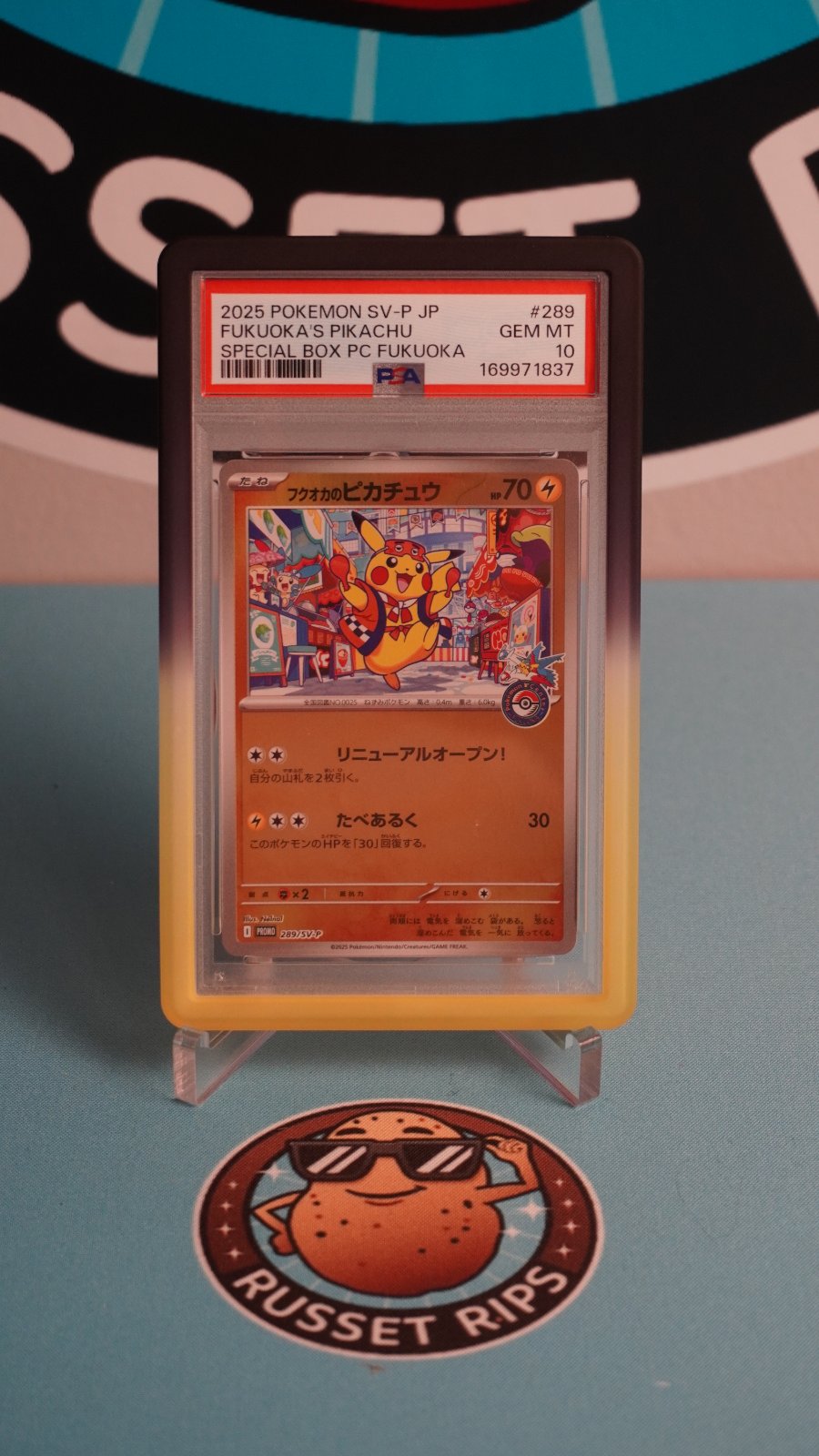 Fukuoka's Pikachu P Promotional Cards Promo Pokemon Center Stamp 289/SV-P PSA 10